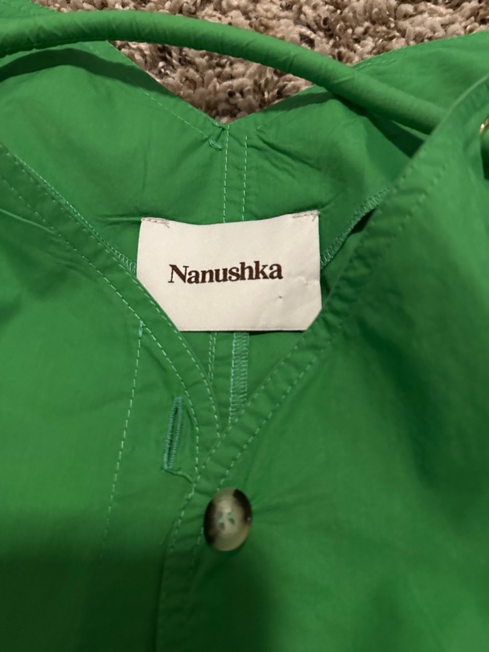 Nanushka Bright Green Button-Front Dress - Picture 2 of 4